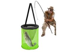 Buerfu Floating Fish Basket - Foldable Net for Live Caught - Portable Round Fish Mesh Basket Cage for Crayfish Catfish Saltwater Freshwater Fly Fishing Clamming Crabbing