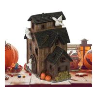 Buerfu Haunted House Figurine - Village Houses with LED Lights - Halloween Decorations Home Decor for Indoor Farmhouse Hotel Restaurant Shop Fireplace School
