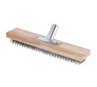 Buerfu Metal Wire Broom,30cm Flexible Sturdy Garden Cleaning Steel Broom - Thickened Multifunctional Garden Broom Hard Bristles with Wooden Handle Socket for Paving Stones