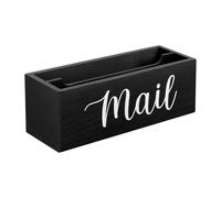 Buerfu Wood Mail Holder | Wooden Desktop Mail Storage Box,Wall-Mounted Envelope Organizer - for Bill Document Notebook Letter File Envelope Label Photo Document
