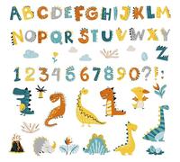 BuerHomie Wall Sticker for Children's Room Boys, Letters A-Z Dinosaur Numbers 1 to 10 Wall Stickers Wall Decoration for Baby Room