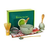 BUERPINKING 8-Piece Matcha Set, Matcha Bowl with Spout, Matcha Broom Filter Strainer Spoon Broom Holder & More, Stylish Tea Set, Japanese Matcha Kit for Matcha Lovers, Green