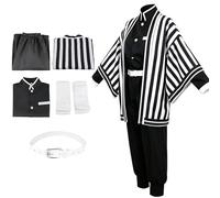 BUERPINKING Anime Cosplay, Kimono Carnival Performance Outfits, Cosplay Costume, Anime Costume for Women, Men, Girls and Coat (Black and White Stripes, XXL)