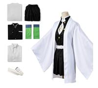 BUERPINKING Anime Cosplay, Kimono Carnival Performance Outfits, Cosplay Costume, Anime Costume for Women, Men, Girls and Coat (Black and White, XXL)