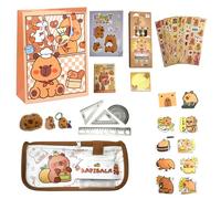 BUERPINKING Capybara Pencil Case, 32 Pieces Capybara Stationery Set with Capybara Pencil Case with Sticker Pens, Aesthetic Pencil Case for Children, Students, Girls, Boys, School Supplies
