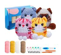 BUERPINKING Crochet Kit for Beginners, Knitting Kits Positive Crochet Animals Cat Crochet for Adults Kids with Step-by-Step Tutorials, Knitting Starter Pack for Surprise Gift Birthday (Style B)
