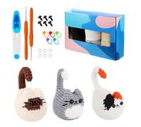 BUERPINKING Crochet Kit for Beginners, Knitting Kits Positive Crochet Animals Cat Crochet for Adults Kids with Step-by-Step Tutorials, Knitting Starter Pack for Surprise Gift Birthday (Style A)