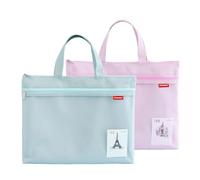 BUERPINKING Document Bag A4, Zip Pouch Document Bag Waterproof Nylon Mesh Bag with Zip for Students, Office Supplies, Documents, Travel (Green Pink)