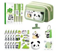 BUERPINKING Panda Pencil Case Large Capacity Pencil Case Stationery Organiser Panda Pencil Case for Children Students Girls Boys School Supplies, Green, Panda Pencil Case