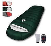 BUERTS down sleeping bags for adults, Premium 680FP Down Fill Cold Weather Sleeping Bag, Perfect for Camping, Hiking and Traveling, Includes Compression Sack. (-10℃, Green)
