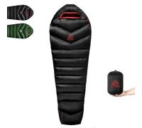 BUERTS Down Summer Sleeping Bag, 620FP, compact and easy to pack, suitable for adults and teenagers, ideal for hiking, camping, and other outdoor activities. Comes with a compression bag. (16℃, Black)