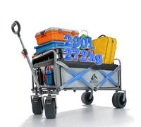 BUERTS Festival Wagon Foldable Cart with Brakes, 272KG Load Capacity Collapsible Trolley, Adjustable Handle Drink Holder Wide All-Terrain Wheels for Camping Outdoor Garden Shopping. (Grey)