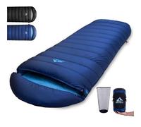 BUERTS Ultralight Down Sleeping Bag,Lightweight Portable 3-4 Season Single Sleeping Bag for Adults Hiking,Car Camping,Backpacking&Festival Use-680FP Down. (Blue, 7℃ to 0℃)