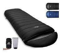 BUERTS Ultralight Down Sleeping Bag,Lightweight Portable 3-4 Season Single Sleeping Bag for Adults Hiking,Car Camping,Backpacking&Festival Use-680FP Down. (Black, 15℃ to 7℃)