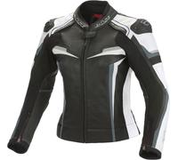 Büse Mille Ladies Motorcycle Leather Jacket, black/white, size 19