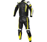 Büse Track Two Piece Ladies Motorcycle Leather Suit, black/white/yellow, size 36
