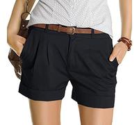 Buetory Casual Summer Shorts for Women Comfy Chino Bermuda Shorts Casual Slim Fit Lounge Yoga Jersey Workout Cargo Shorts(Black,Small)