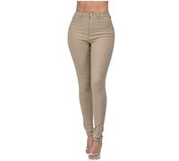 Buetory High Waisted Stretchy Skinny Jeans for Women Casual Sculpting Slim Fit Skinny Leg Pull on Jean Denim Jeans Legging Coffee