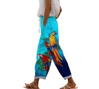 Buetory Loose Pants for Women Flowy Trousers Women Women's Wide Leg Pants High Elastic Waisted Womens Wide Leg Trousers Summer Trousers for Women UK Elastic Waist Linen Cropped Trousers Womens Purple