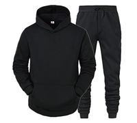 Buetory Men Outdoor Tracksuits 2 Piece Athletic Sports Set Long Sleeve Casual Running Jogging Athletic Sweat Suit Sportswear(Black,XX-Large)