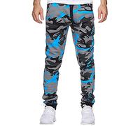 Buetory Mens Camo Cargo Hiking Military Combat Pants Drawstring Casual Drawstring Utility Army Military Tactical Work Trousers Hipster Hip Hop Streetwear Workout Athletic Pants(Blue,Medium)