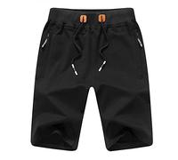 Buetory Mens Casual Shorts Loose Fit Drawstring Summer Beach Shorts Elastic Waist Stretchy Cotton Outdoor Hiking Cargo Shorts Black, 4XL