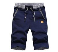 Buetory Men's Casual Workout Gym Shorts Classic Fit Drawstring Summer Beach Shorts with Elastic Waist and Pockets(Dark Blue,X-Large)