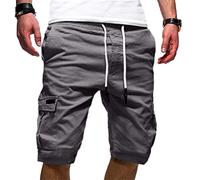 Buetory Mens Cotton Twill Cargo Shorts Relaxed Fit Outdoor Multi-Pocket Workout Hiking Short Pants Casual Military Beach Shorts(Dark Grey,Large)