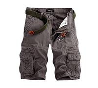 Buetory Men's Hiking Cargo Shorts Relaxed Fit Lightweight Workout Shorts Summer Beach Cotton Twill Shorts for Camping Fishing(Grey,38)