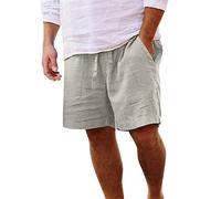 Buetory Mens Linen Beach Shorts 7 inch Inseam Stretch Classic Fit Summer Lightweight Workout Gym Yoga Shorts with Pockets