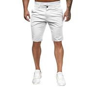 Buetory Mens Slim Fit Casual Chino Shorts Comfort Stretch Cotton Work Shorts Summer Beach Stretch Twill Chino Golf Shorts(B-White,Large)