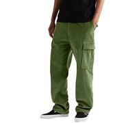 Buetory Mens Vintage Corduroy Pants Baggy Cargo Sweatpants Elastic Waist Athletic Joggers Solid Color Lightweight Cotton Twill Hiking Work Trousers