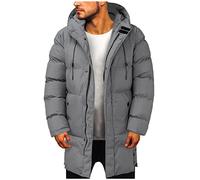 Buetory Mens Winter Hooded Down Jackets Quilted Lightweight Puffer Parka Windproof Jackets Coat Outdoor Recreation Outerwear Gray, 3XL