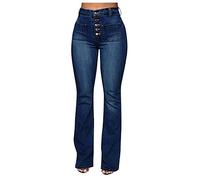 Buetory Women Plus Size Flare Bell Bottom Jeans Oversized Classic High Waisted Bootcut Casual Flare Denim Pants