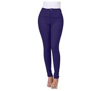 Buetory Women Stretch Jeggings High Wasit Pull-On Stretchy Slim Fit Skinny Jeans Pencil Denim Pants Tights with Pockets(Purple,Small)