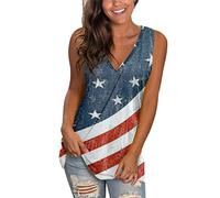 Buetory Womens American Flag Tank Tops Patriotic Graphic Tee 4th of July Summer Sleeveless T-Shirt USA Flag Stars Vests Tops(Navy,XX-Large)