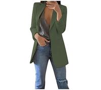 Buetory Womens Casual Long Blazers Long Sleeve Open Front Work Office Cardigan Suit Jacket Plus Size(Army Green,Small)