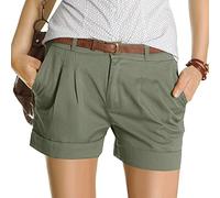 Buetory Womens Chino Bermuda Shorts Outdoors Casual Loose Fit Lounge Yoga Jersey Summer Workout Cargo Shorts(Green,Medium)