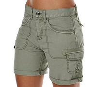 Buetory Women's Hiking Cargo Shorts Lightweight Summer Workout Bermuda Shorts Outdoor Casual Cotton Athletic Travel Shorts(Green,XX-Large), XXL