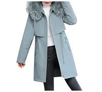 Buetory Womens Plus Size Down Coat with Fur Hood Down Parka Puffer Jacket Warm Winter Thicken Cotton Jacket Overcoat Jumper Blue