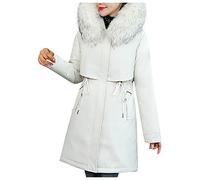 Buetory Womens Plus Size Down Coat with Fur Hood Down Parka Puffer Jacket Warm Winter Thicken Cotton Jacket Overcoat Jumper White