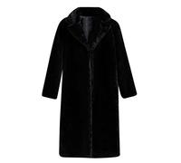 Buetory Women's Plus Size Fuzzy Fleece Lapel Open Front Long Cardigan Coat Faux Fur Shaggy Warm Winter Outwear Jackets Overcoat Black