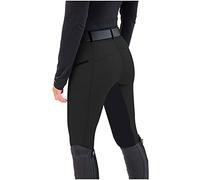 Buetory Women's Riding Tights Knee Patch Equestrian Breeches Horse Pants Gym Yoga Ventilated Active Schooling Leggings Black