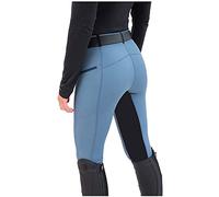 Buetory Women's Riding Tights Knee Patch Equestrian Breeches Horse Pants Gym Yoga Ventilated Active Schooling Leggings Blue