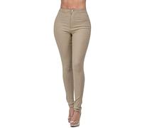 Buetory Women's Stretch Jeggings with Pockets High Wasit Pull-On Slimming Butt Lift Skinny Jeans Pencil Denim Pants Tights(Coffee,Large)