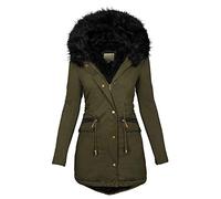 Buetory Womens Winter Warm Coats Casual Sherpa Fleece Lined Hooded Puffer Jacket Thicken Military Safari Parka Faux Fur Pea Coat Outerwear Waterproof Ski Snow Mountain Jackets Army Green