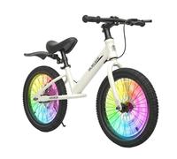 Bueuwe 16 Inch Balance Bike for Big Kids | No Pedals Training Bike with Disc Brake | Kickstand | Mudguards | Color Spokes | Outdoor Riding Toys for 4-8 Years Old Boys Girls (White)