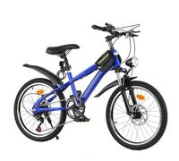 Bueuwe 20/24 Inch Mountain Bike for 7-13 Years Old,Boys Girls Bicycle with Dual Disc Brakes, Adjustable Seat, Fenders, Kickstand, Reflectors & Frame Bag,Blue,20inch