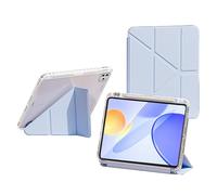 Bueuwe Keyboard case for Huawei MatePad Pro 13.2,with Pencil Holder, Solid Y-Fold Stand Cover with Full Clear Hard Back Shell,Ice Blue