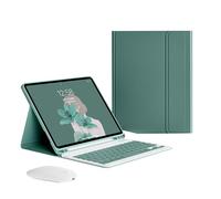Bueuwe Keyboard Case for iPad Air 11 inch M3 2025 M2 2022/Air 5 4 2022 2020 10,9 inch, Mouse and Detachable Magnetic Wireless Bluetooth Keyboard, Slim Lightweight with Pencil Holder,Midnight Green